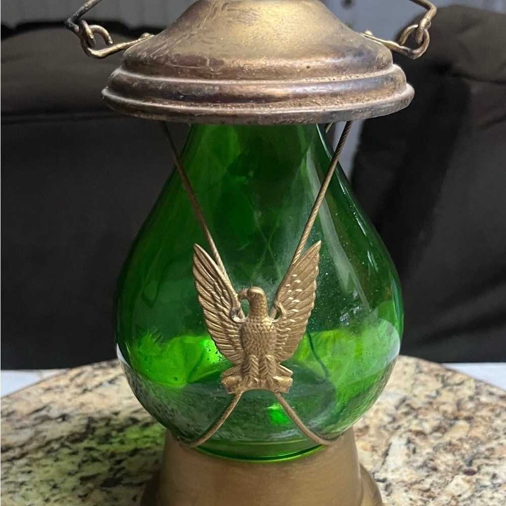 Mid-Century • Musical • Green • Glass W/ Copper Bottle - Picture 5 of 11